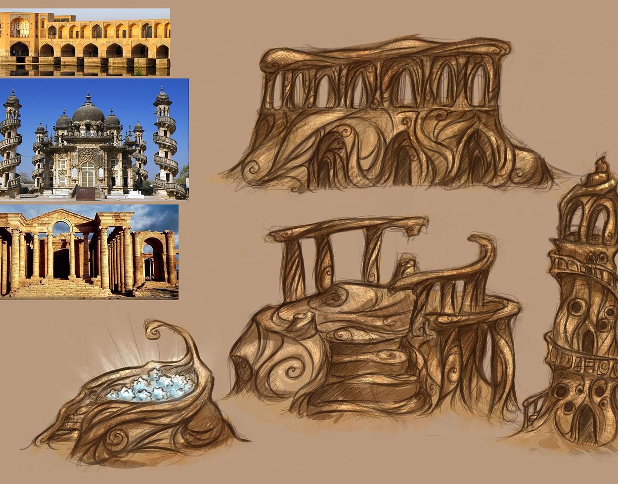 Earlier designs for Architecture which can be found on the islands, though they have been altered slightly. Their design is based on Persian Architecture.
