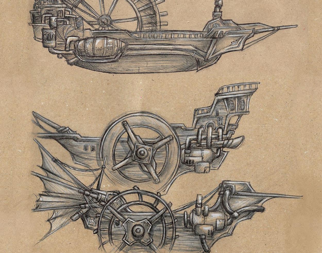 first ship concept art, however we decided to go with a different design instead