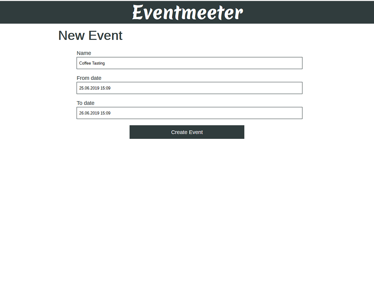 Screen for creating events